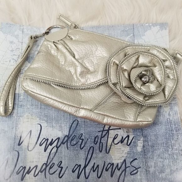 Silver Wristlet with Floral Accent - Picture 4 of 11